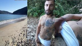 punheta e gozada em publico na praia paradisiaca com o lutador de mma allan guerra gomes