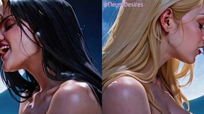 lesbians on the moon (side-by-side vr) ~ ai-generated