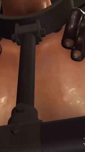 Fucking machine. Horny sexy slave gets fucked by a black big cock