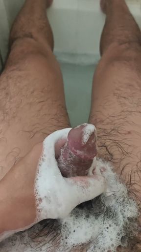 Jerking Off in the Tub Relaxing and Feeling Good