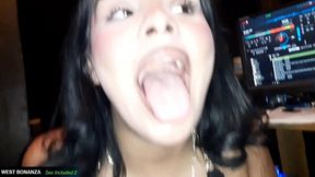 coworker blowjob #1 - she gets hot cum in her mouth