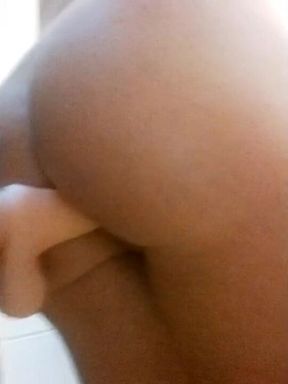 Public Restroom Crossdresser Plays with Suction Dildo!