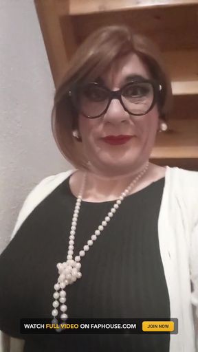 Crossdresser Boy Showing off His Curves in Front of the Mirror