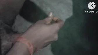 Young Indian guy strokes his big uncut cock until he cums