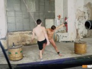 Twink Nathan Reyes tied by shibari expert Sebastian Kane