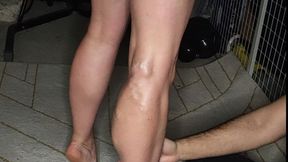 oiling beautiful legs