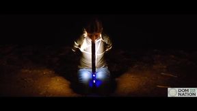 Rebel Rhyder Gags On Her Doms Light Wand And Cock On A Starry Night