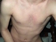 Hairy 19 year old Jesse Gold fucks his toy and eats all of his cum