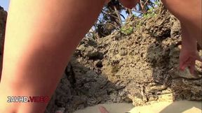 ”Asian Babe's Beach Blowjob Tease!”