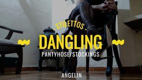 A teacher with pantyhose and stiletto heels hanging on her feet (1)