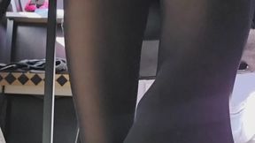 Under Desk POV Stockings in Your Face