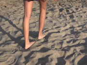 Following her sexy feet on the beach