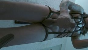 beauty ts wank her cock in slow motion