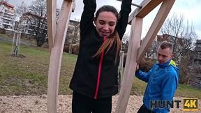 Fit Brunette Babe Sucks & Rides the Stranger's Cock In the Backseat Right In Front Of Her Cuckold BF