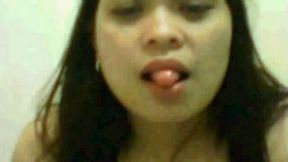 The big amateur tits of a chubby brunette lady on webcam
