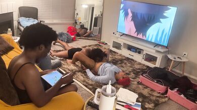 Her first bi threesome with a black couple kissing