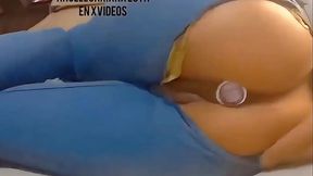 I take the dildo out of my semen filled ass and clean it with my mouth