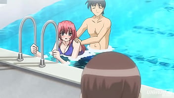Busty Asian teen gets caught fucking in the pool by her step brother
