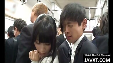 Japanese brunette ignites secret passion in crowded train carriages