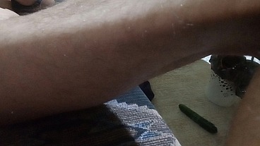 1Meandmyhusband - My husband puts a cucumber in his ass before masturbating