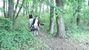 Euro whores get double-fucked in the woods