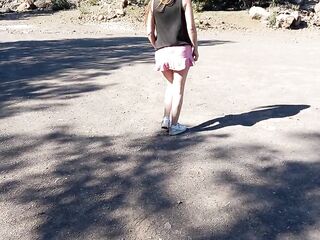 PUBLIC walking semi bare in the park