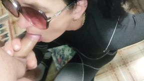 Stepson's secret sloppy blowjob leaves COUGAR step-mama covered in cum