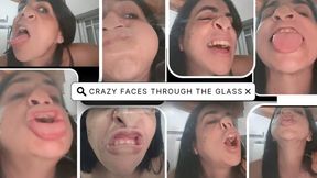 Crazy faces through the glass!