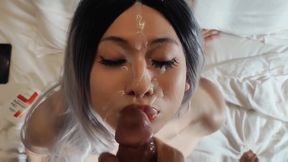 Asian Trans Babe Facial Cum Gush Choke Destroyed