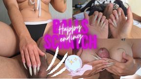 BALLS SCRATCH ALERT! Scratching with happy ending!! Long natural nails lovers
