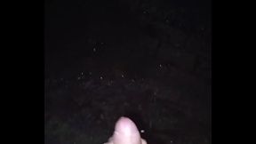 Big cumshot naked on the street