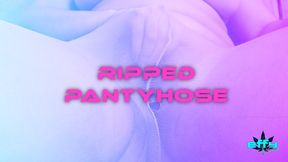 Ripped Pantyhose Tease – Nylon Fetish & Hairy Bush CLOSE UP