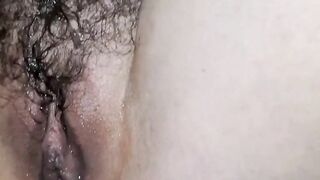 Creamy Close-Up: Hairy Snatches Filled with Cum