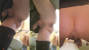 A large, sagging, fleshy sphincter is suctioned to the floor