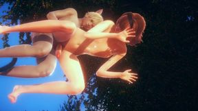 Yaoi Femboy - Natthan and 2 Friends Hardsex in a Park