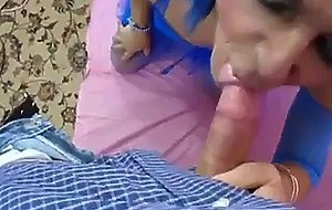 Crossdresser gags on cock