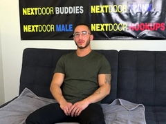 Handsome hairy stud jerks on 1st casting