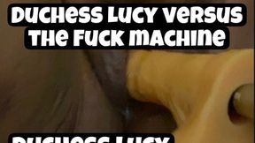 Duchess Lucy Versus the Fucking Machine with BBW Hairy Pussy, solo masturbation, dildo pounding, moaning, creamy pussy close-up