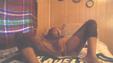Tranny Nitra cums from phone bone