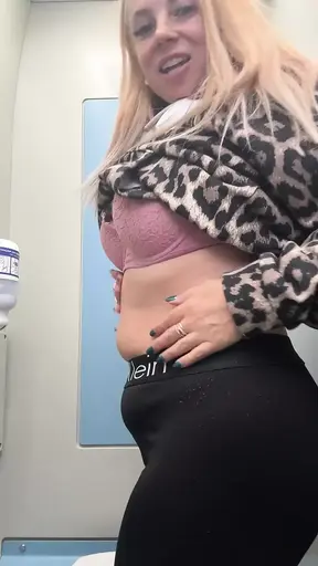 Me in Tight Leggings in a Public Toilet on a Train Playing with My Boobs and Shaking My Ass