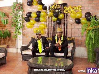 two Shameful Brunettes Bang Their Boss at Fresh Year's Eve Party.