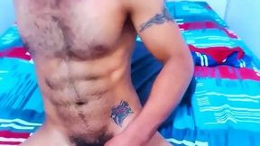 Hairy Latino Strokes Big Cock
