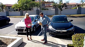 Aroused blonde mature, Ms Paris Rose likes to fuck a delivery guy every time he stops by