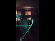 Topless dancing with pixel whip