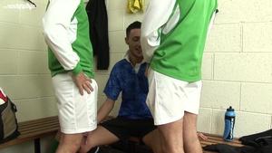 Spit Roasting Action with Young Soccer Star