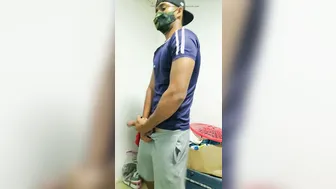 Young Latino twink masturbates big cock to cumshot in fantasy wood