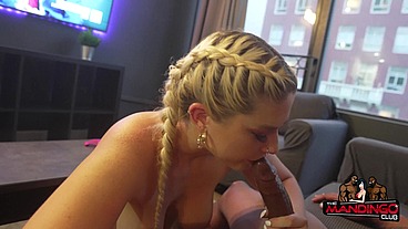 Blonde College Co-ed Comes Over to Study, Gets BBC Dickdown Instead