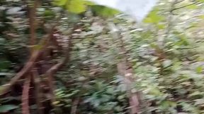 Colombian beauty fucks hard in a ravine