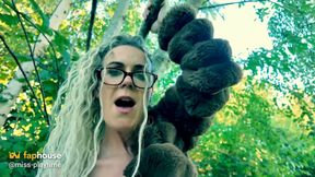 Playtime with Big White Dildo in the Forest