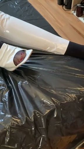 White Heels, white Leggings, Black Nylons   Clip 2